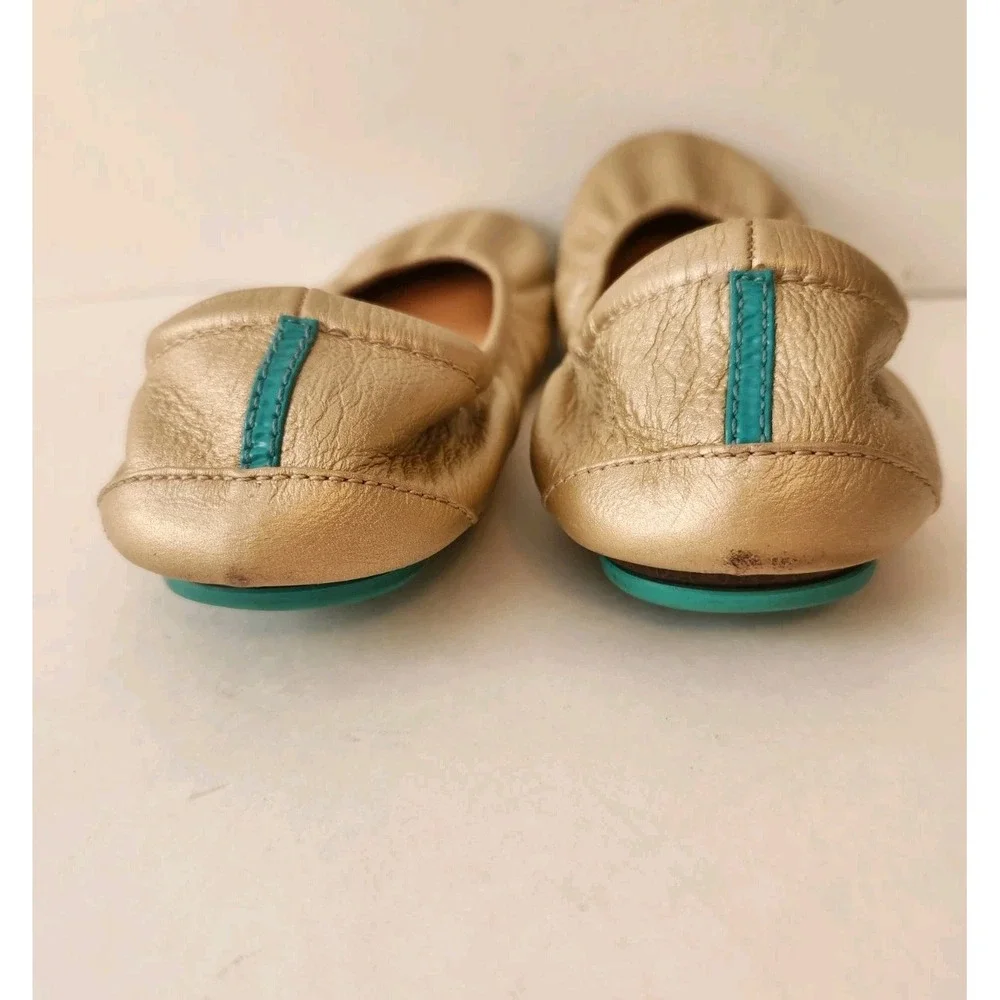 Gold Leather Tieks by Gavrieli Women Ballet Shoes Foldable Flats Champagne 8